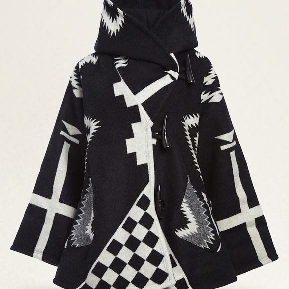 Pendleton (Lindsey Thornburg)Black and White Geometric Cape - Picture 3 of 3